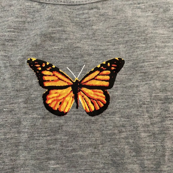 shein grey butterfly crop top - Picture 2 of 3